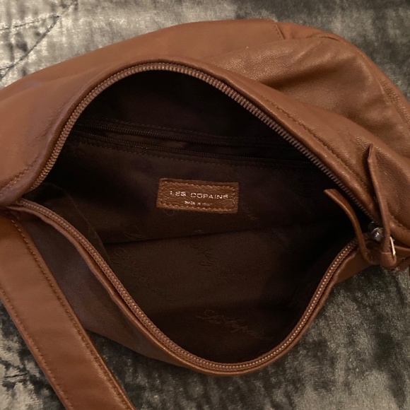 LES COPAINS Leather shoulder bag Tan - Picture 4 of 4